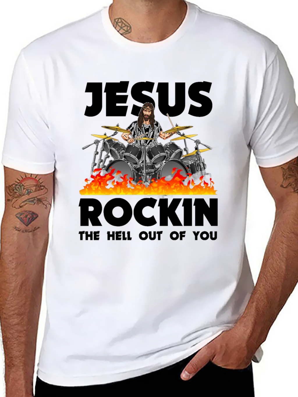 Jesus Rockin T-Shirt - Drummer Tee