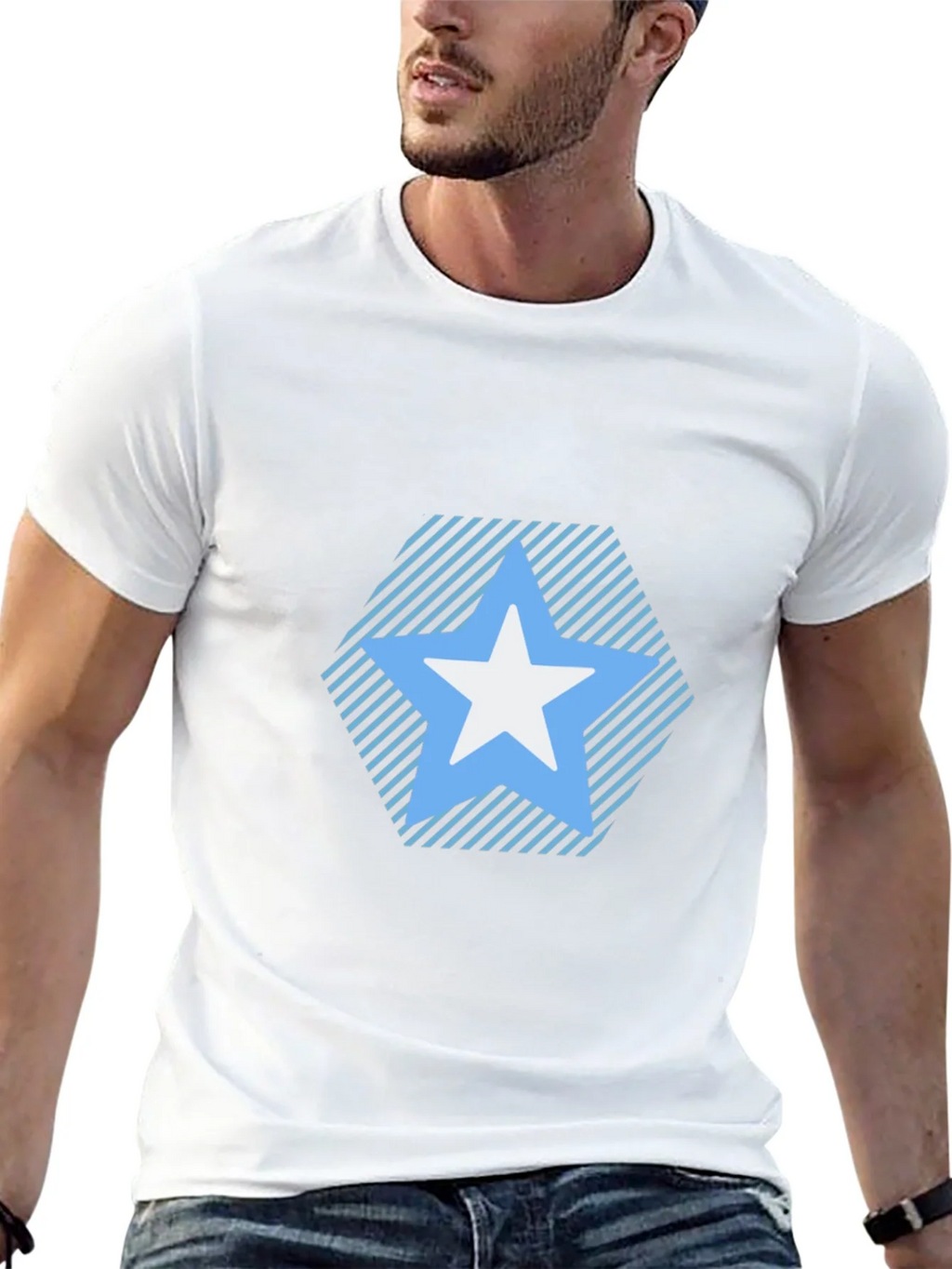 Star Patterned Tee - Modern Black T-Shirt
