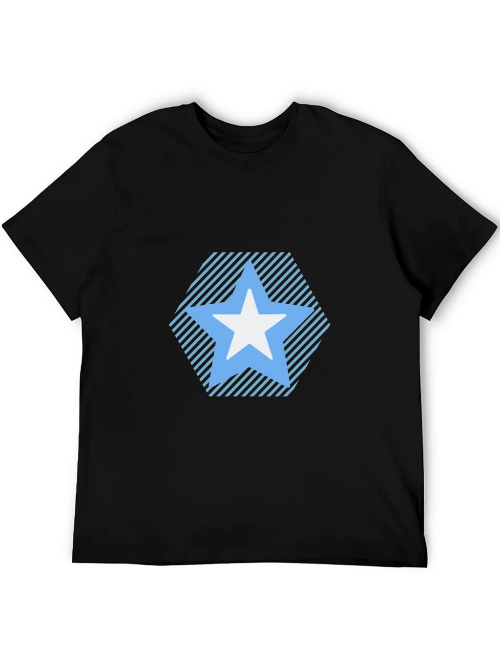 Star Patterned Tee - Modern Black T-Shirt