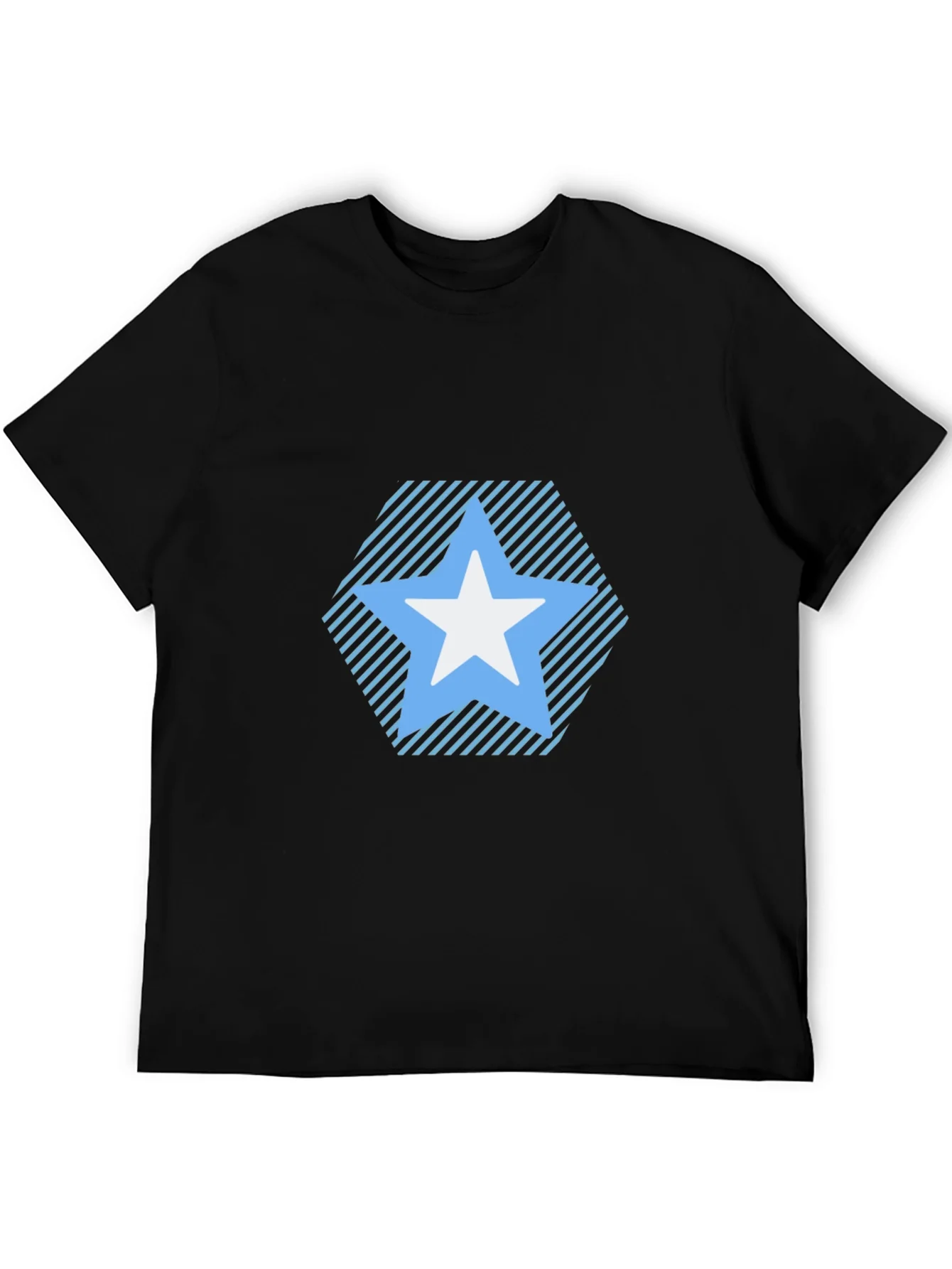 Star Patterned Tee - Modern Black T-Shirt