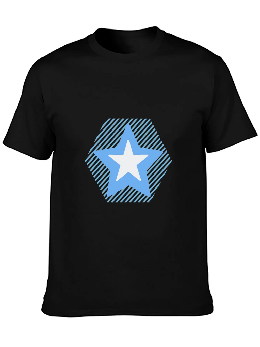 Star Patterned Tee - Modern Black T-Shirt