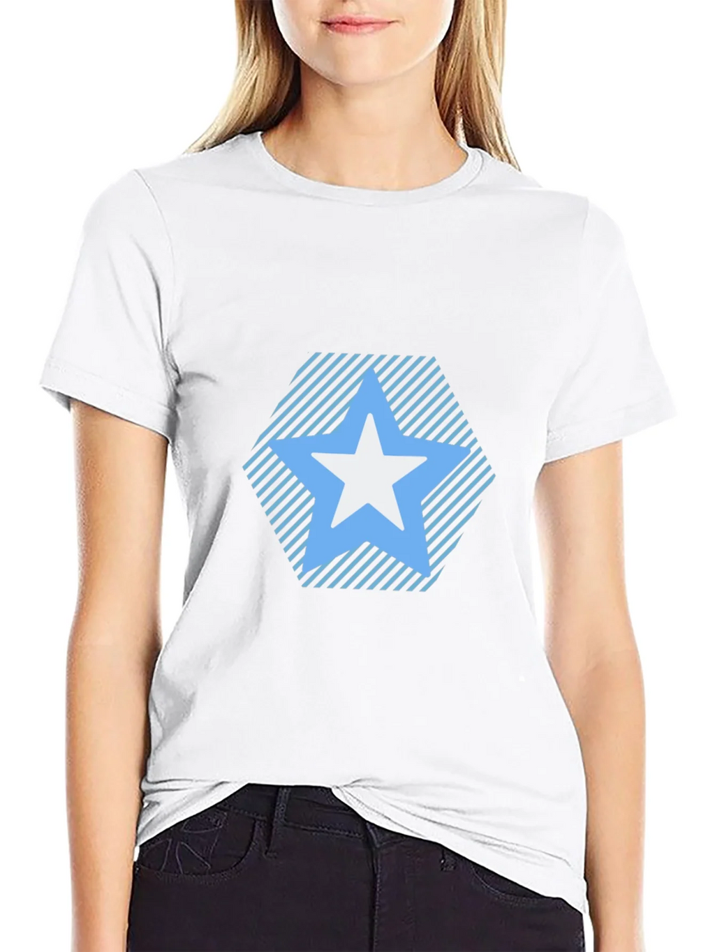 Star Patterned Tee - Modern Black T-Shirt
