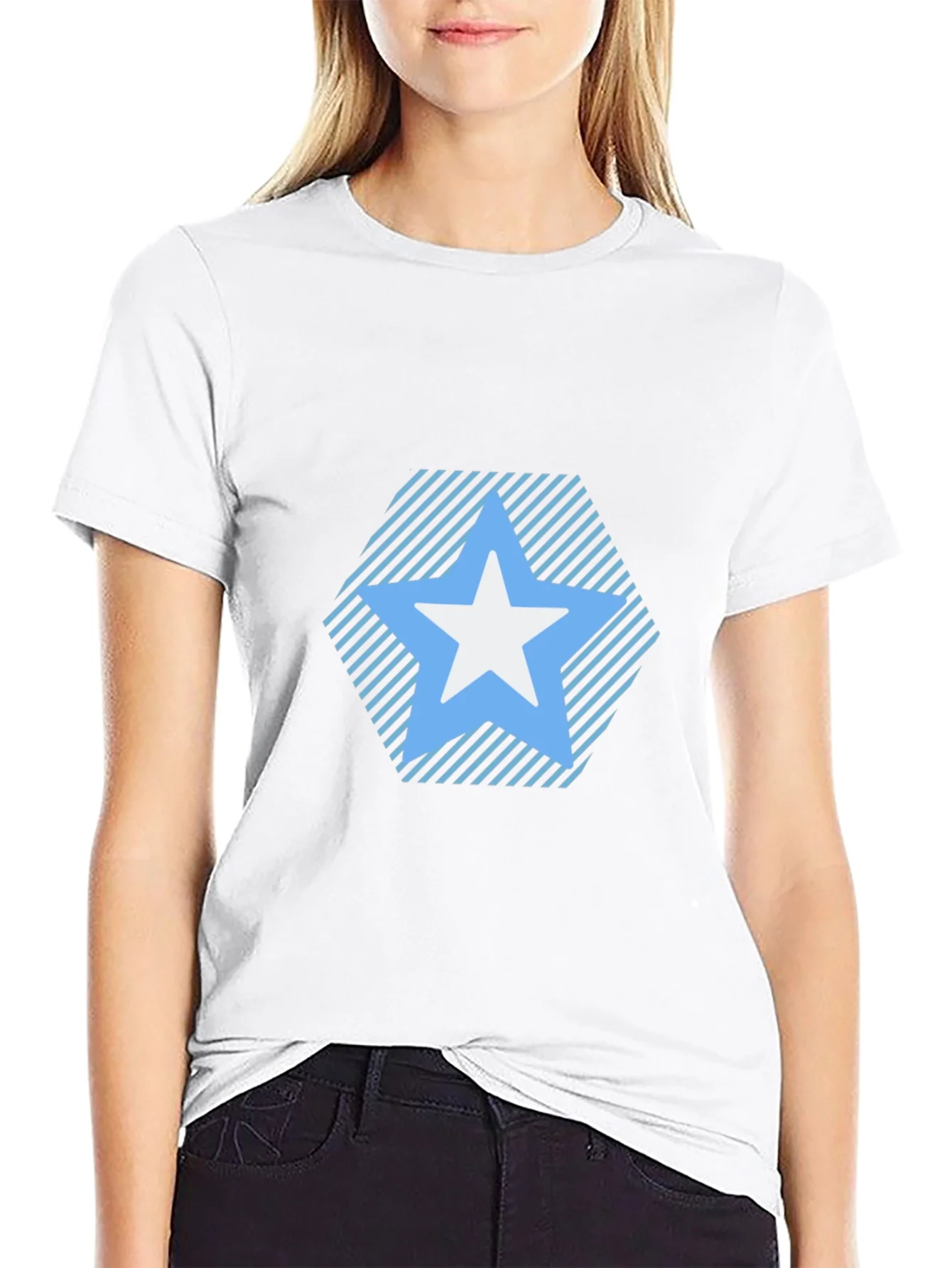 Star Patterned Tee - Modern Black T-Shirt