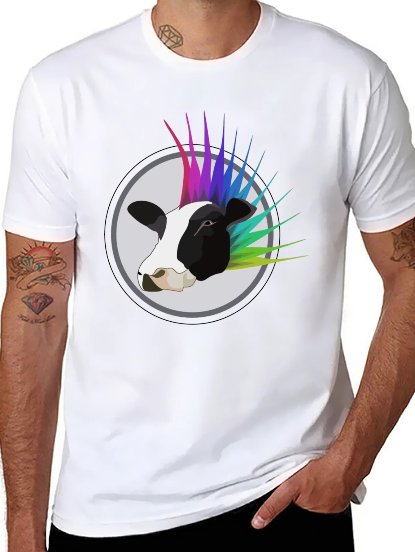 Punk Cow Graphic Tee - Black Cotton T-Shirt