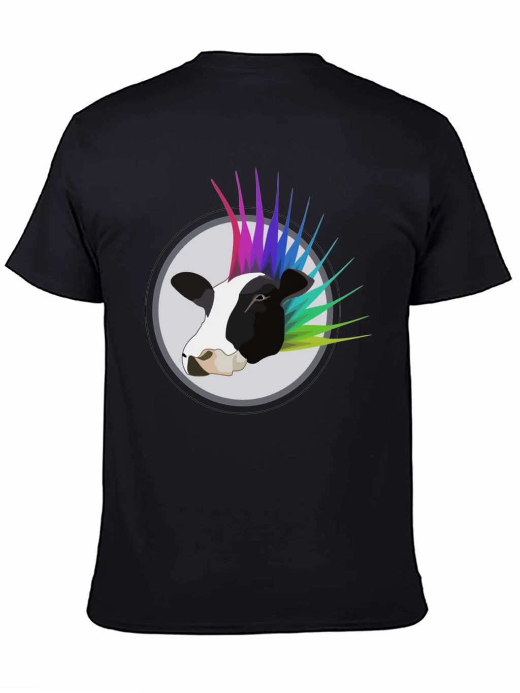 Punk Cow Graphic Tee - Black Cotton T-Shirt