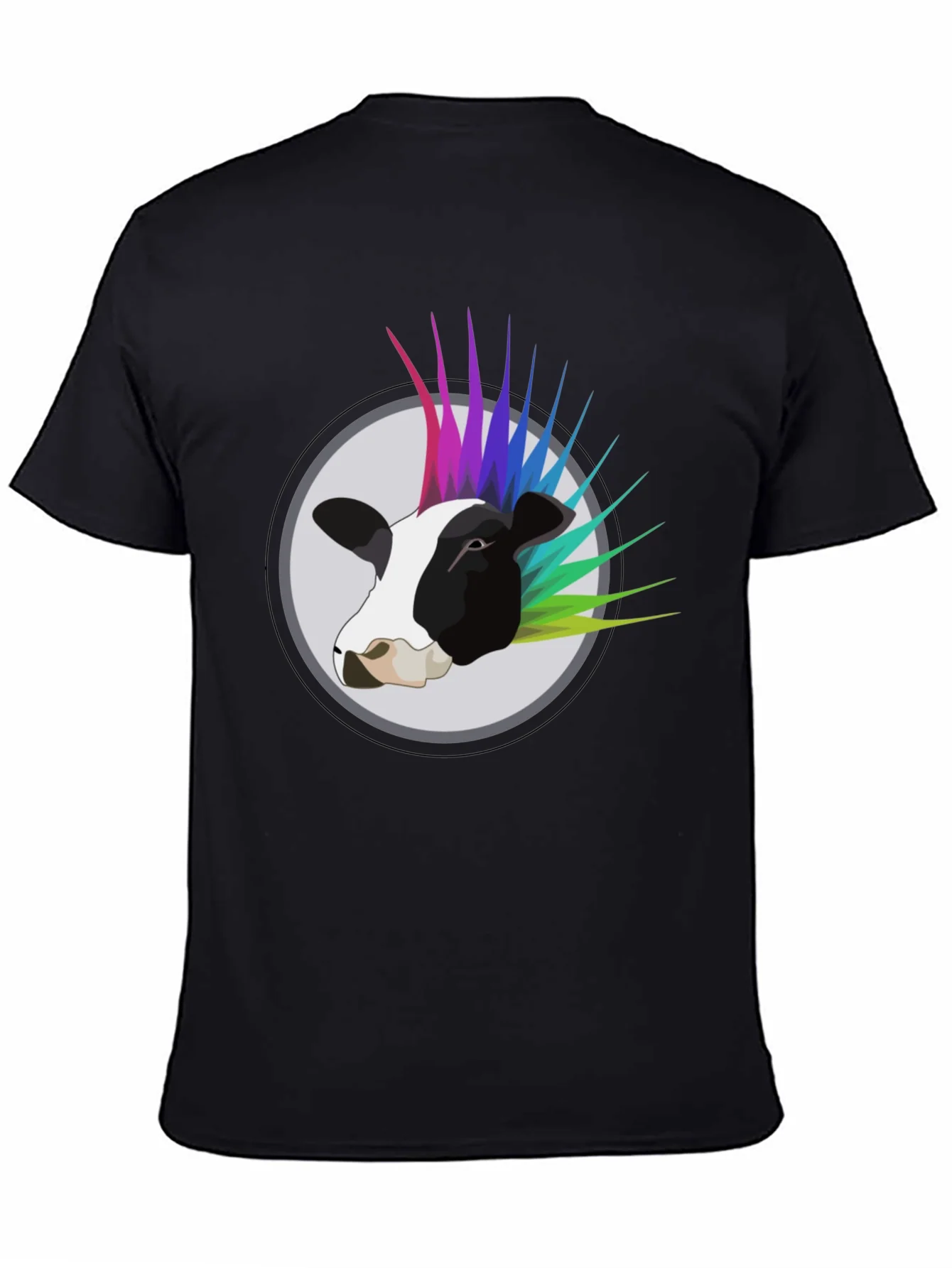 Punk Cow Graphic Tee - Black Cotton T-Shirt