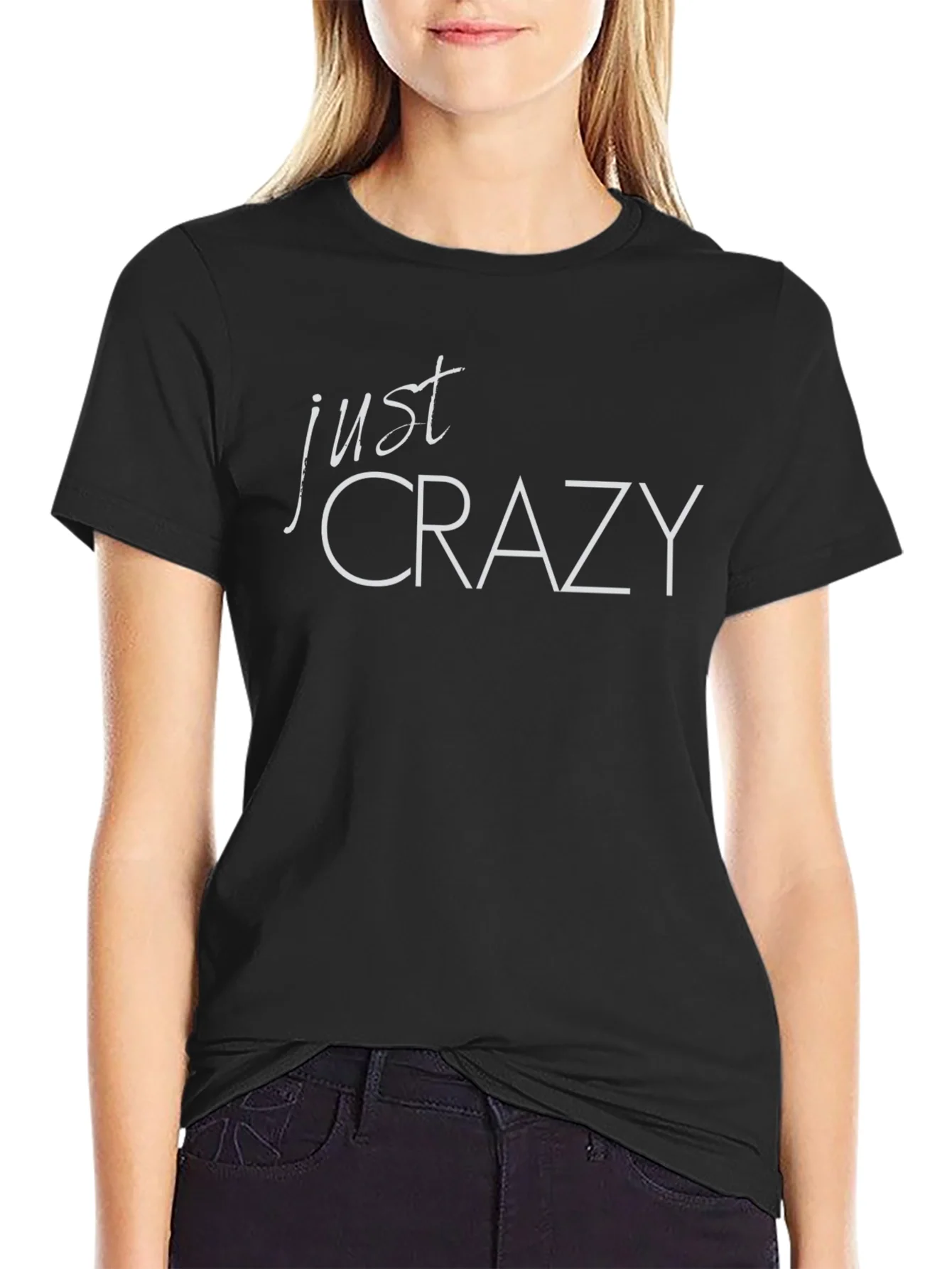Just Crazy Graphic Tee - Trendy Black T-Shirt
