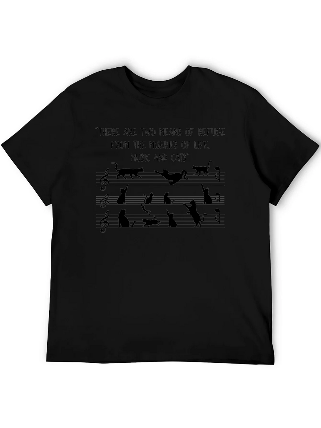 Music & Cats Black Graphic Tee