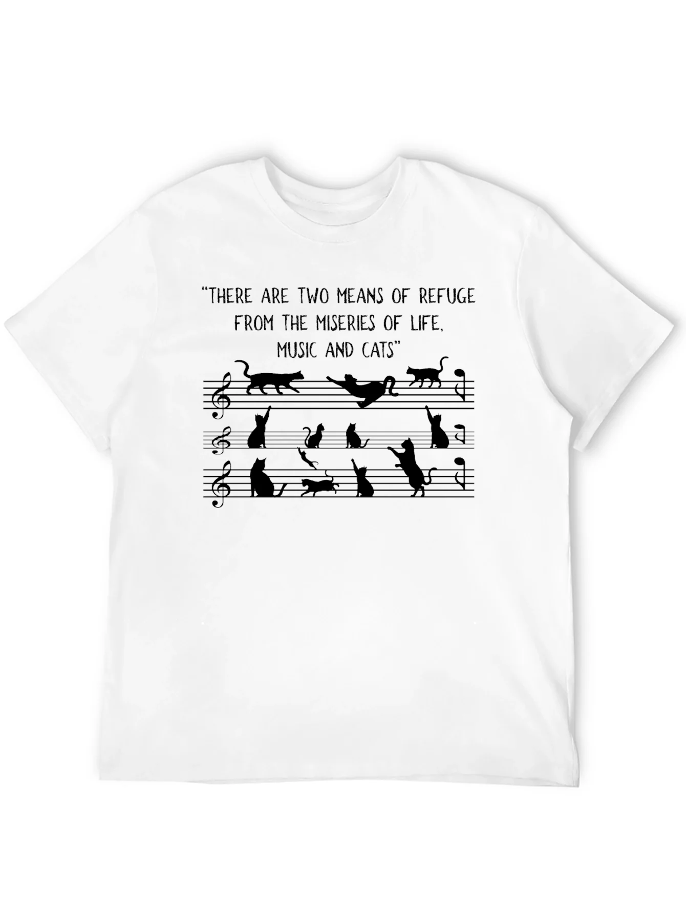 Music & Cats Black Graphic Tee