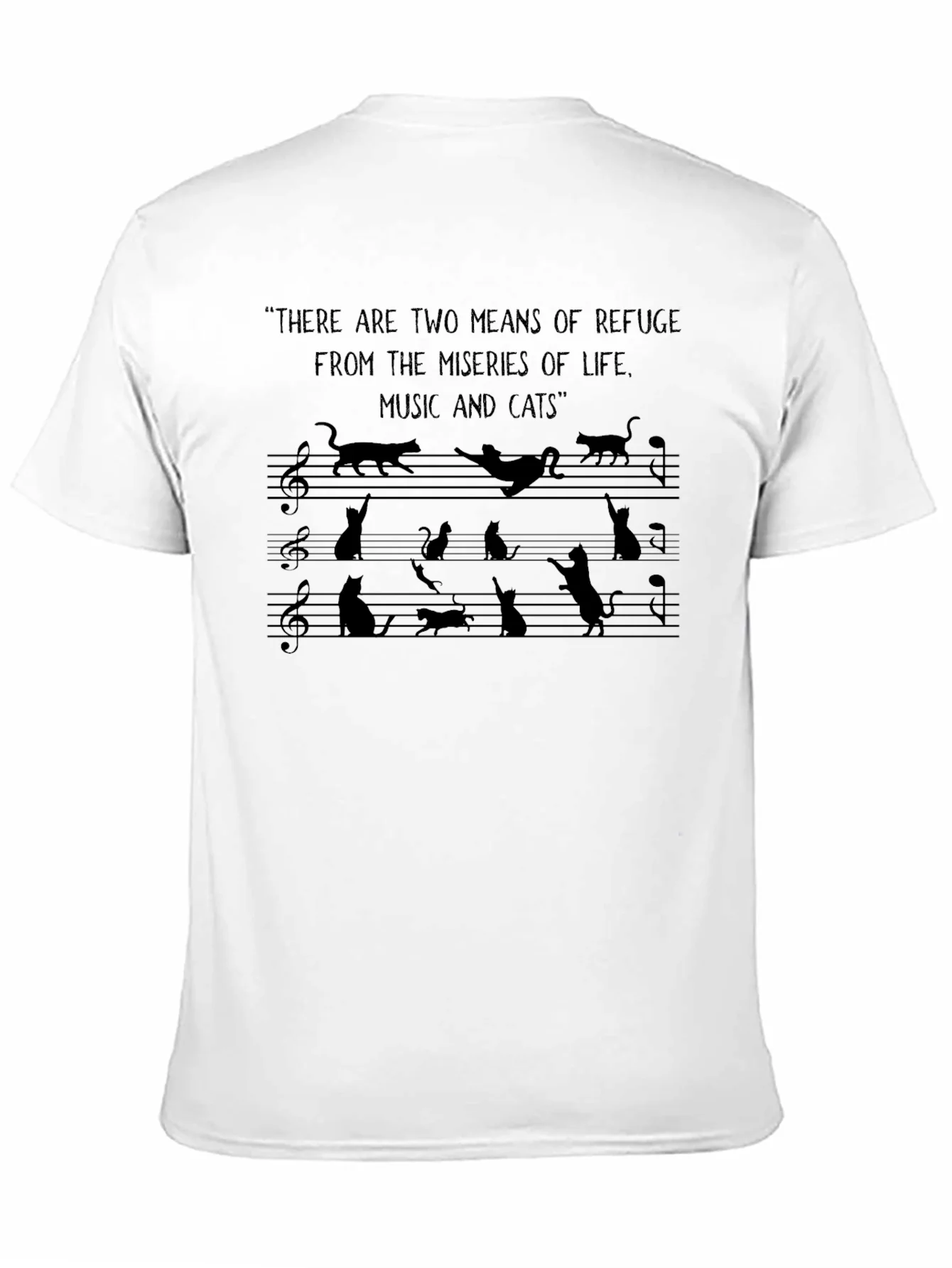 Music & Cats Black Graphic Tee