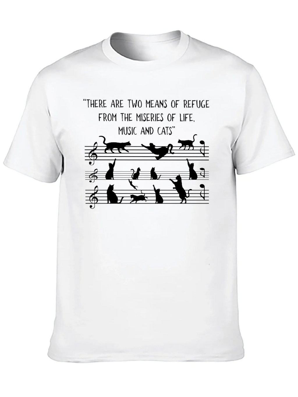 Music & Cats Black Graphic Tee
