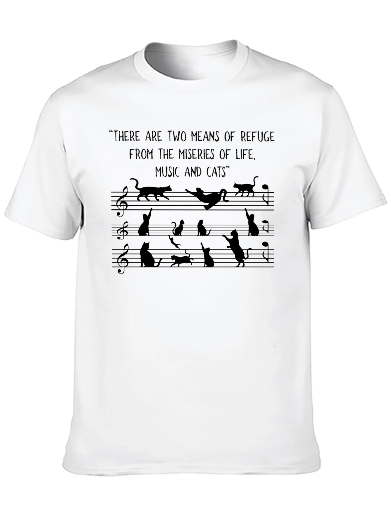 Music & Cats Black Graphic Tee