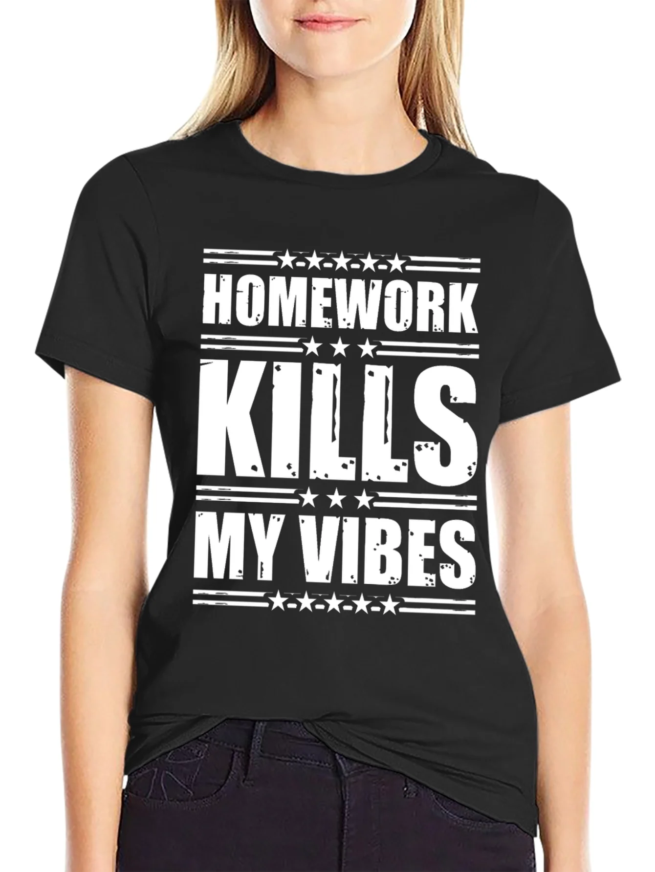 Homework Kills My Vibes Graphic Tee - Trendy T-Shirt