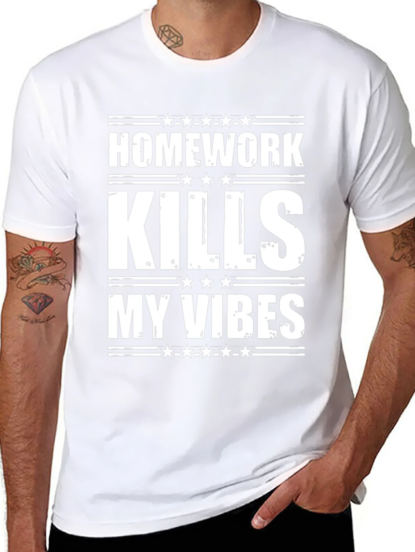 Homework Kills My Vibes Graphic Tee - Trendy T-Shirt
