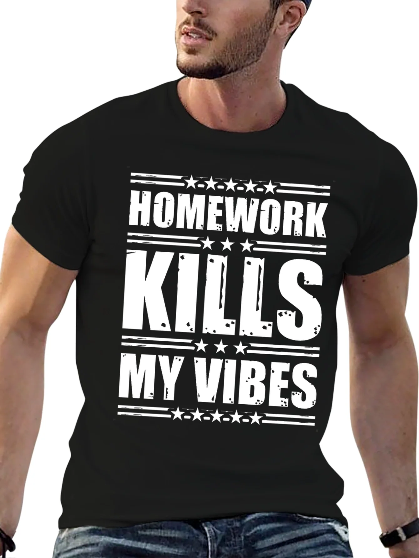 Homework Kills My Vibes Graphic Tee - Trendy T-Shirt