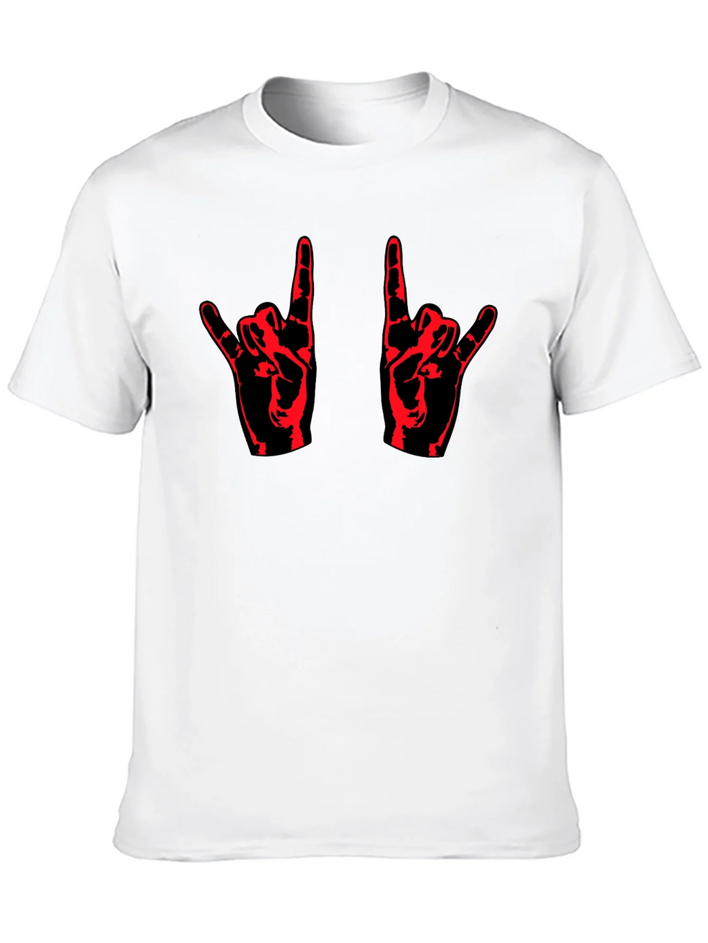 Rock On! Black T-Shirt with Red Hand Design