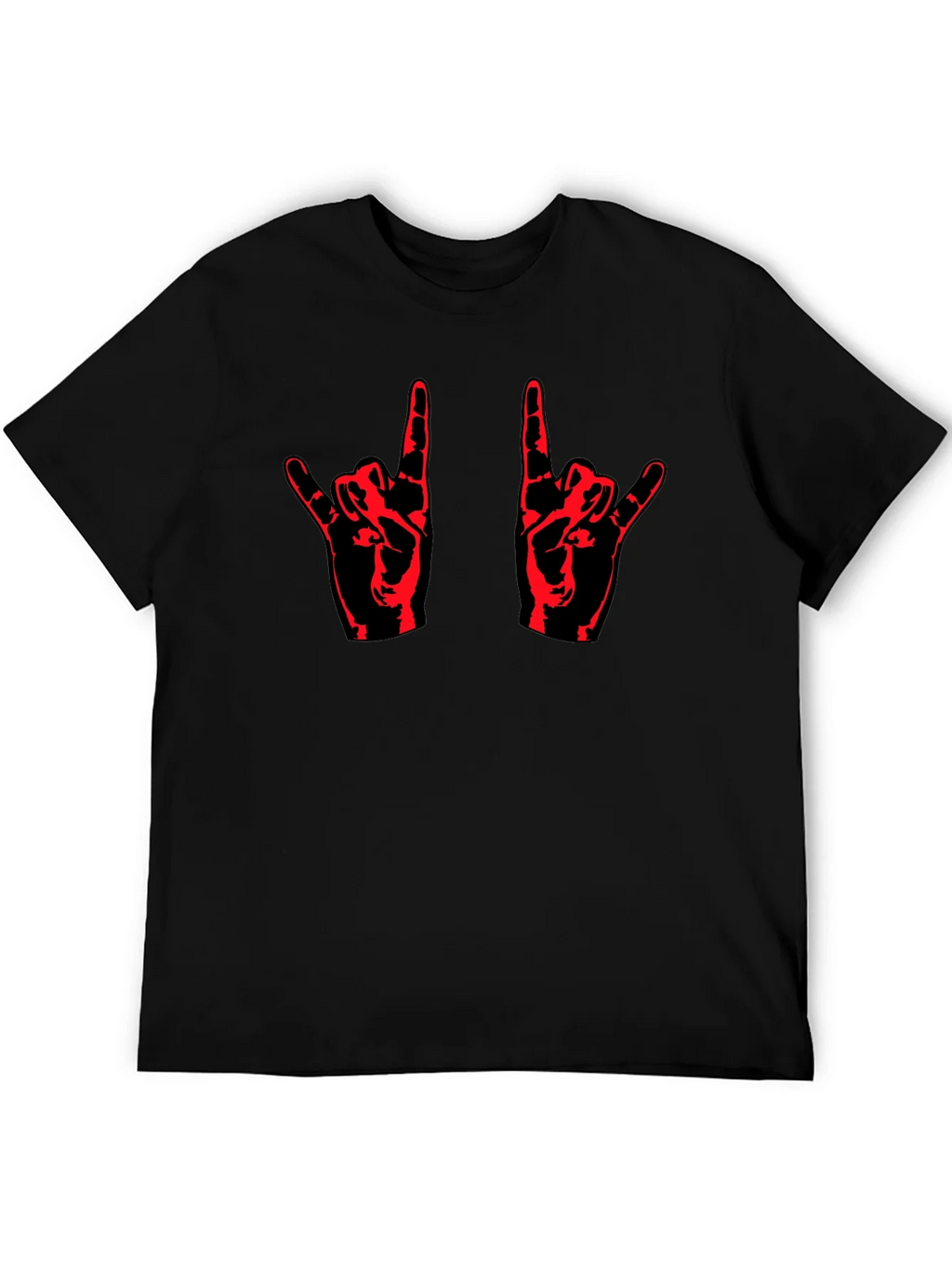 Rock On! Black T-Shirt with Red Hand Design