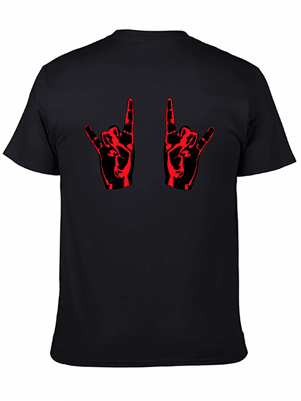 Rock On! Black T-Shirt with Red Hand Design