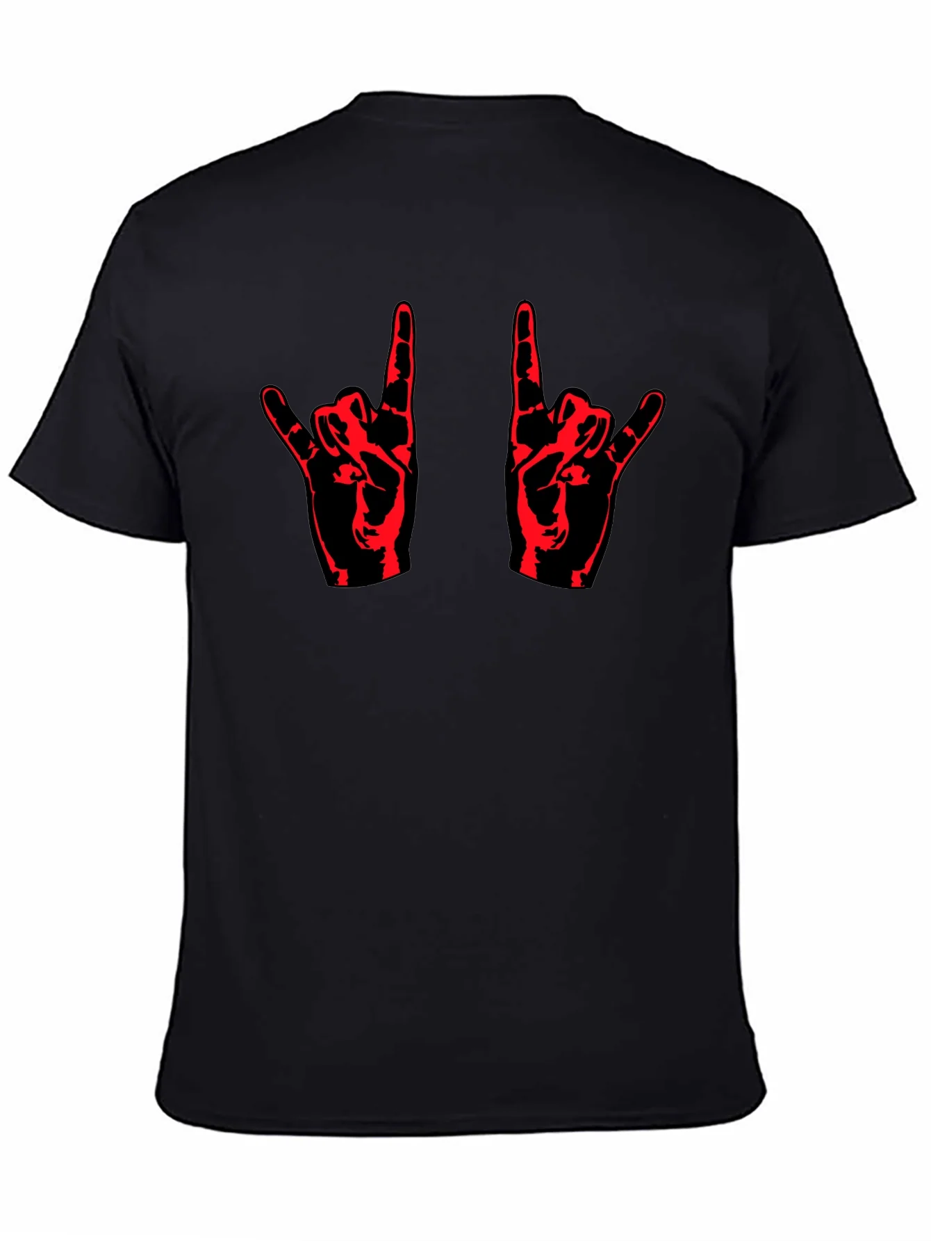 Rock On! Black T-Shirt with Red Hand Design