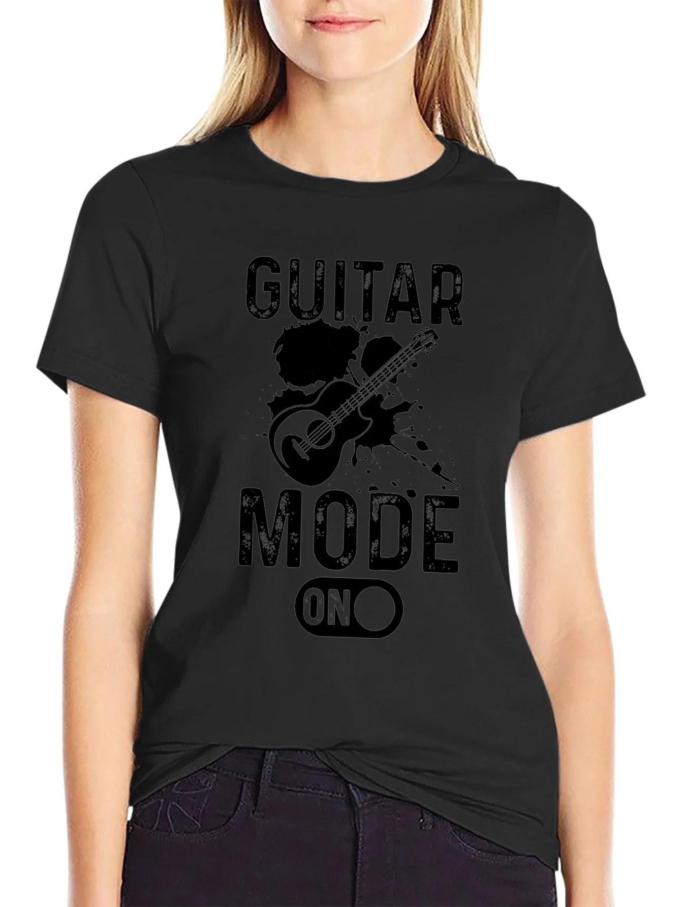 Guitar Mode On Black Graphic Tee