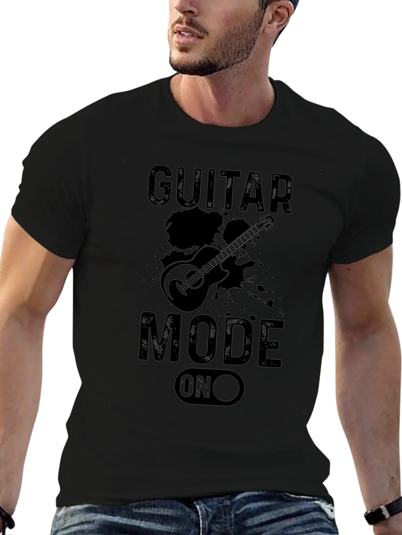 Guitar Mode On Black Graphic Tee