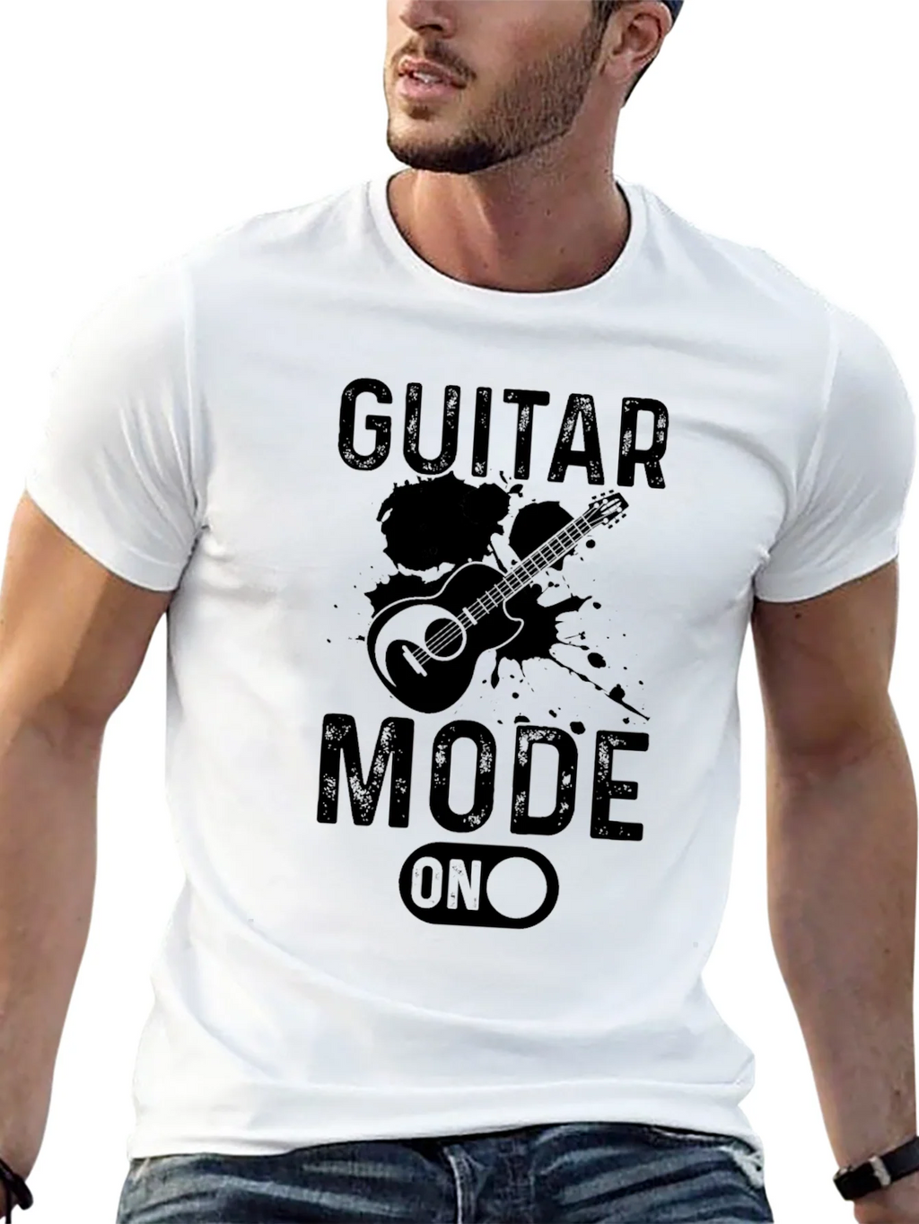 Guitar Mode On Black Graphic Tee
