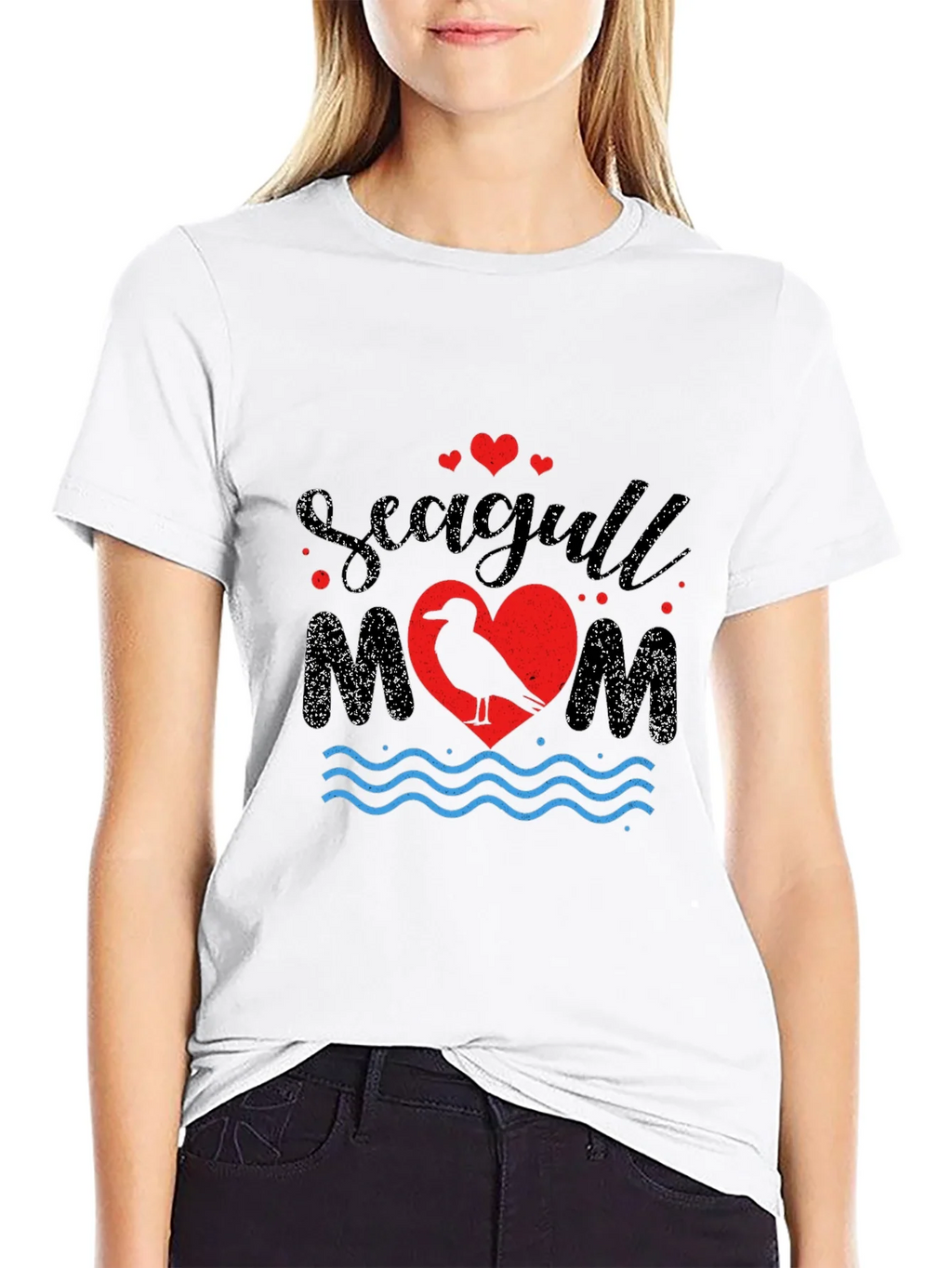 Seagull Mom Graphic Print T-Shirt