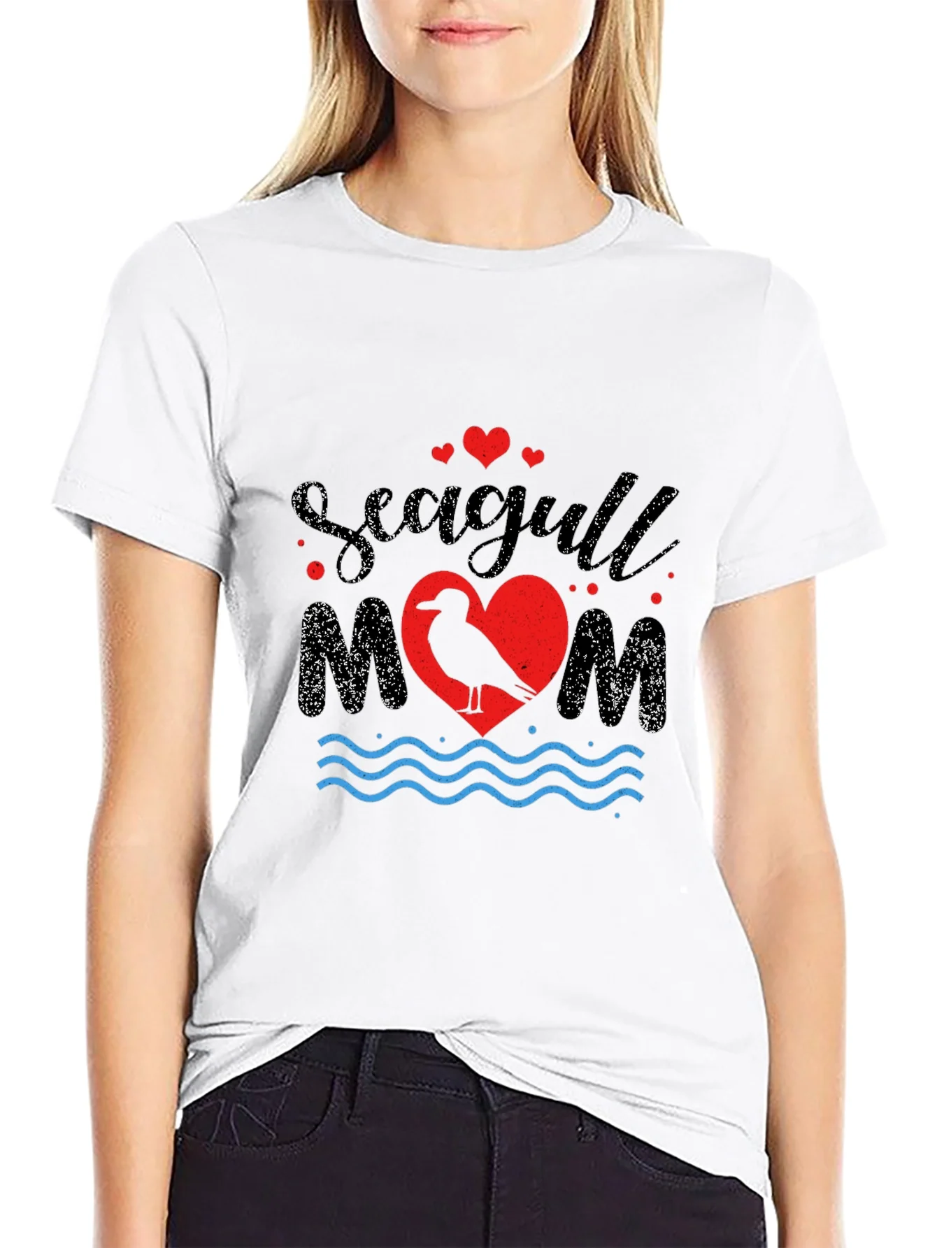 Seagull Mom Graphic Print T-Shirt