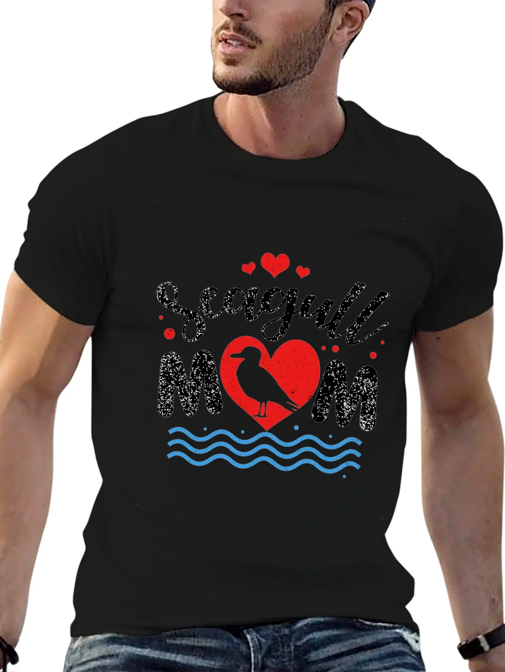 Seagull Mom Graphic Print T-Shirt