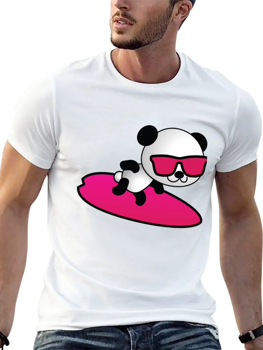 Cool Panda Surfing T-Shirt - Black