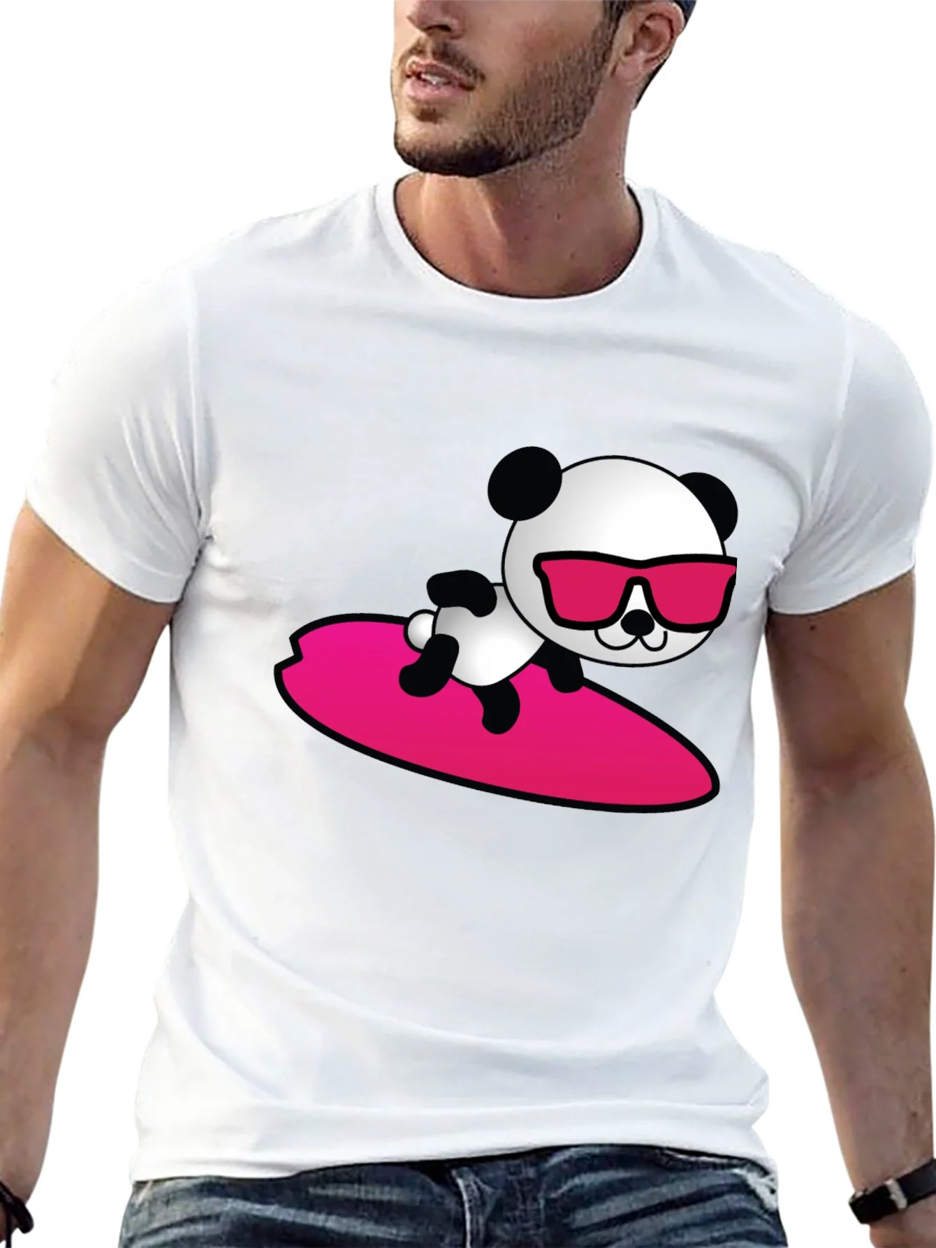 Cool Panda Surfing T-Shirt - Black