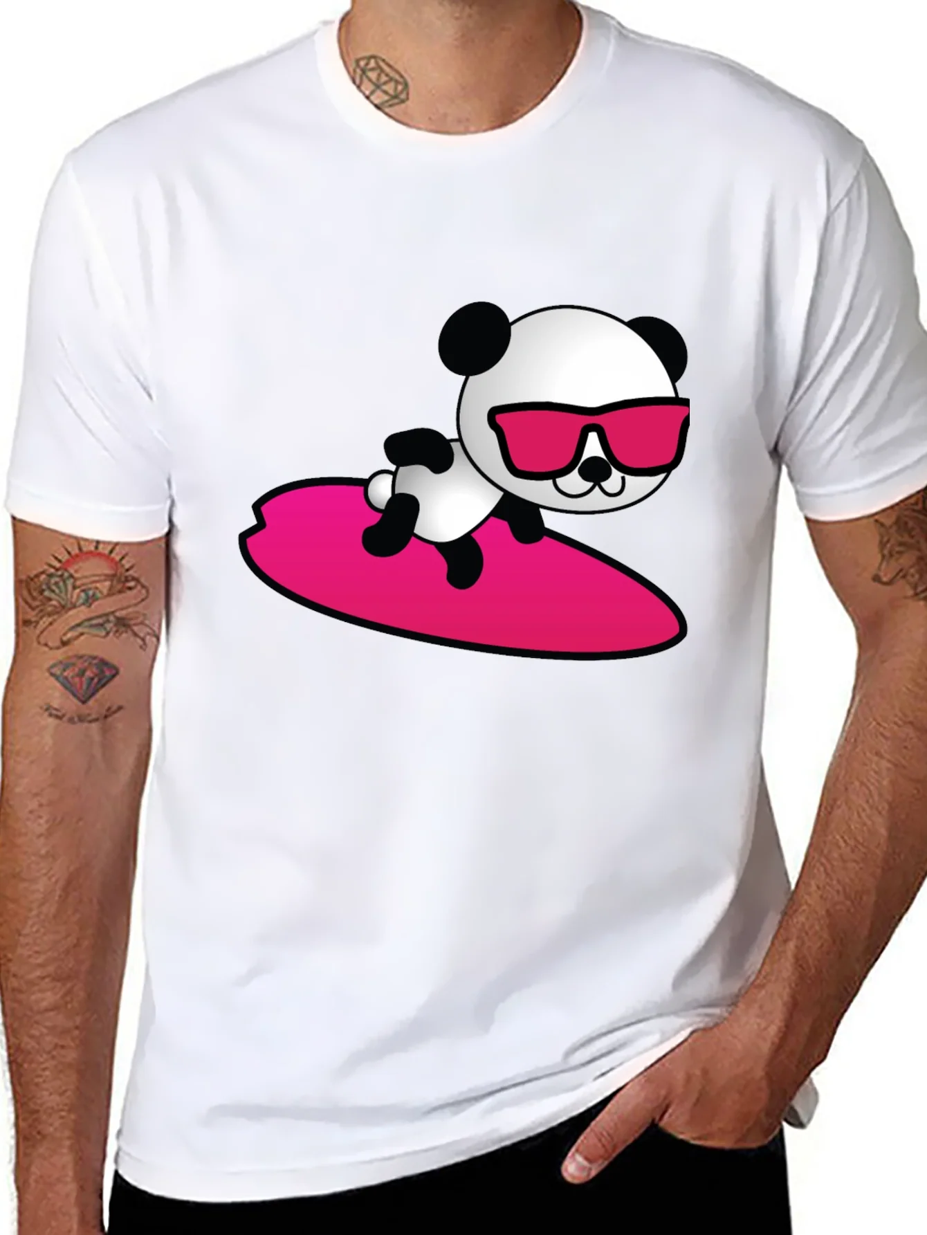 Cool Panda Surfing T-Shirt - Black