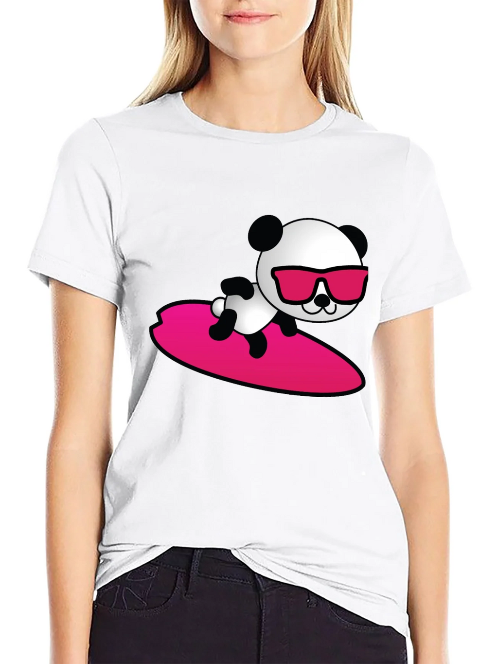 Cool Panda Surfing T-Shirt - Black