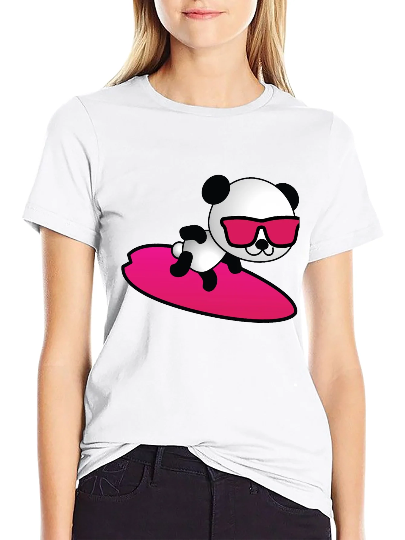 Cool Panda Surfing T-Shirt - Black