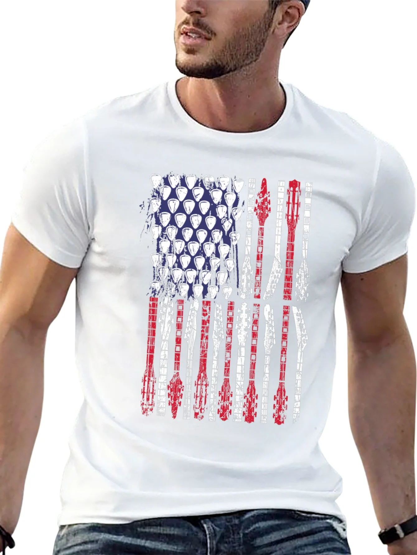 American Flag Guitar T-Shirt