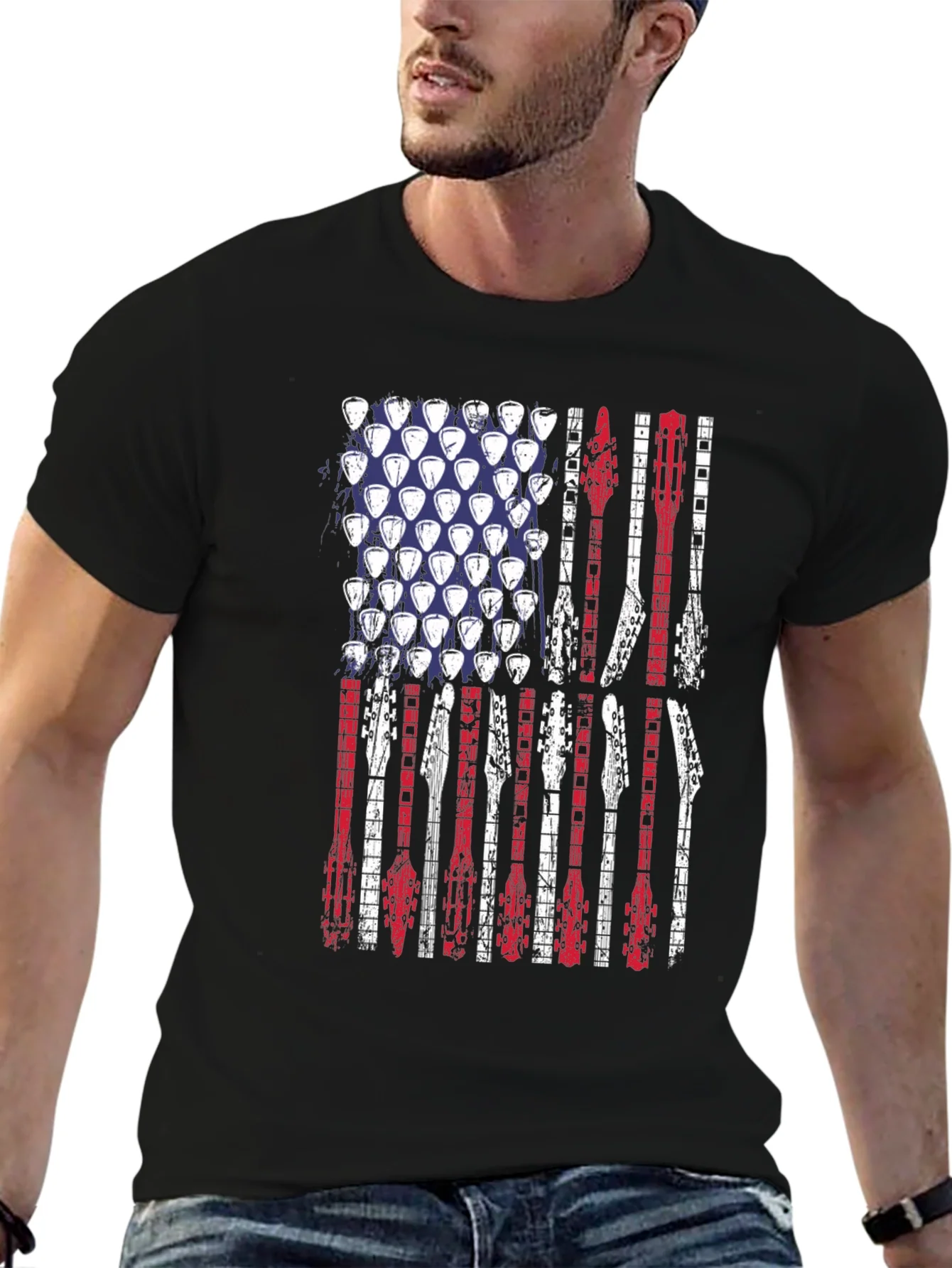 American Flag Guitar T-Shirt