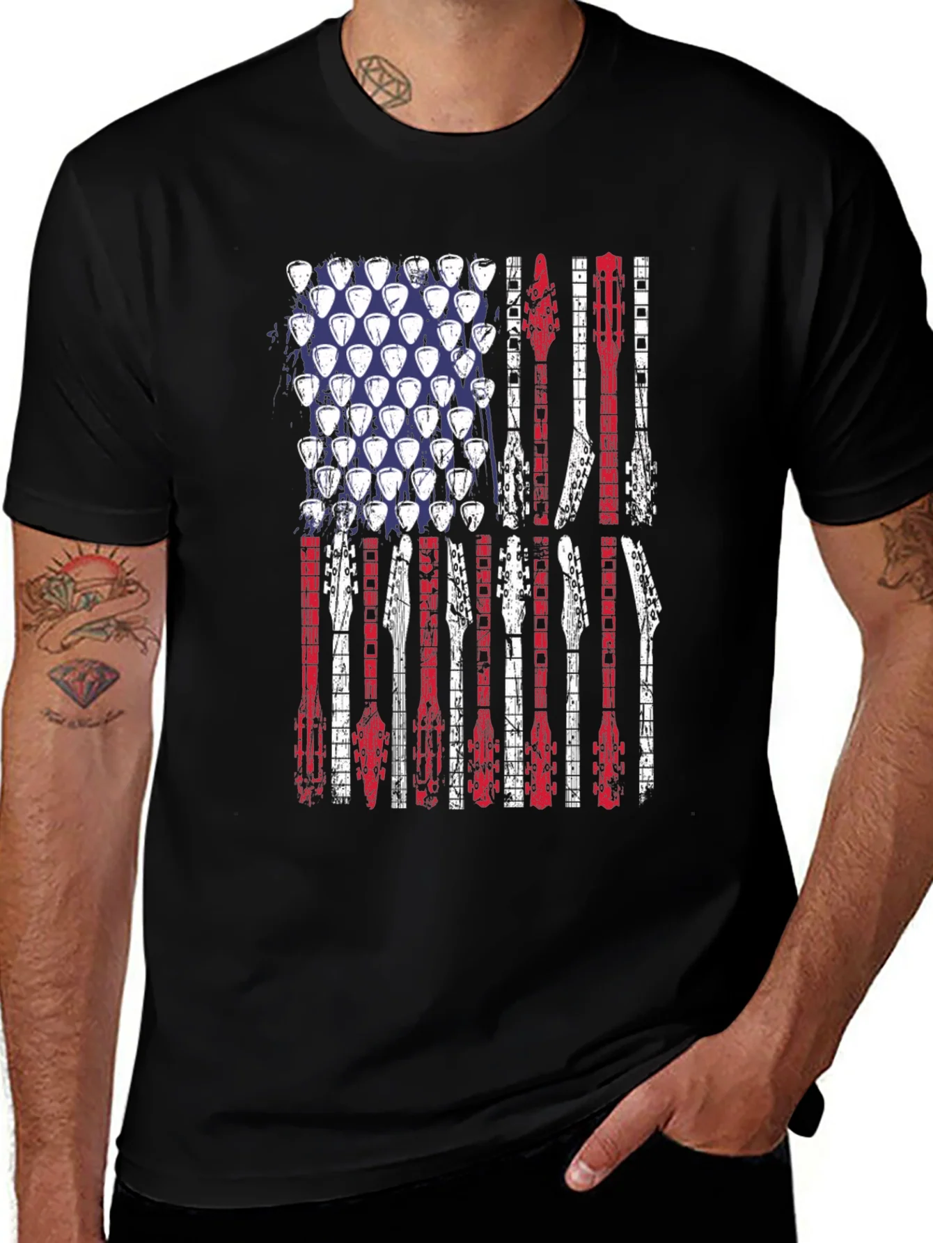 American Flag Guitar T-Shirt