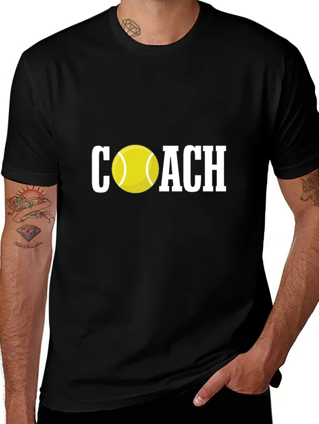 Tennis Coach Graphic Tee - Black Cotton T-Shirt