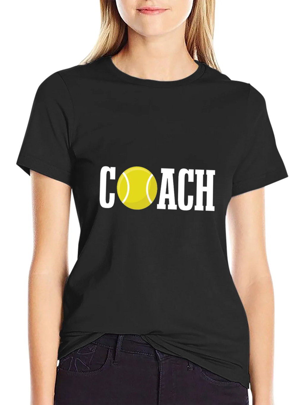 Tennis Coach Graphic Tee - Black Cotton T-Shirt
