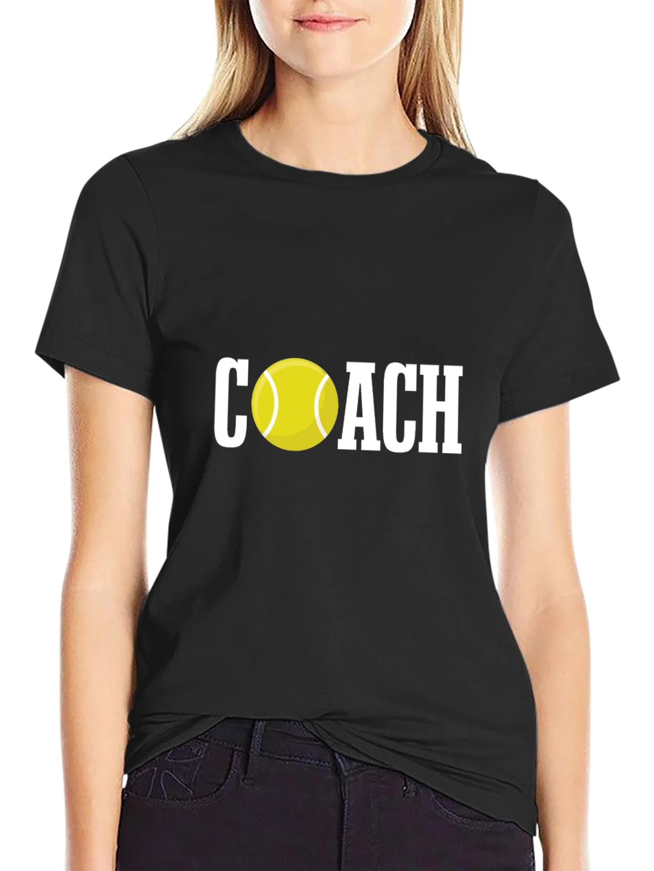 Tennis Coach Graphic Tee - Black Cotton T-Shirt