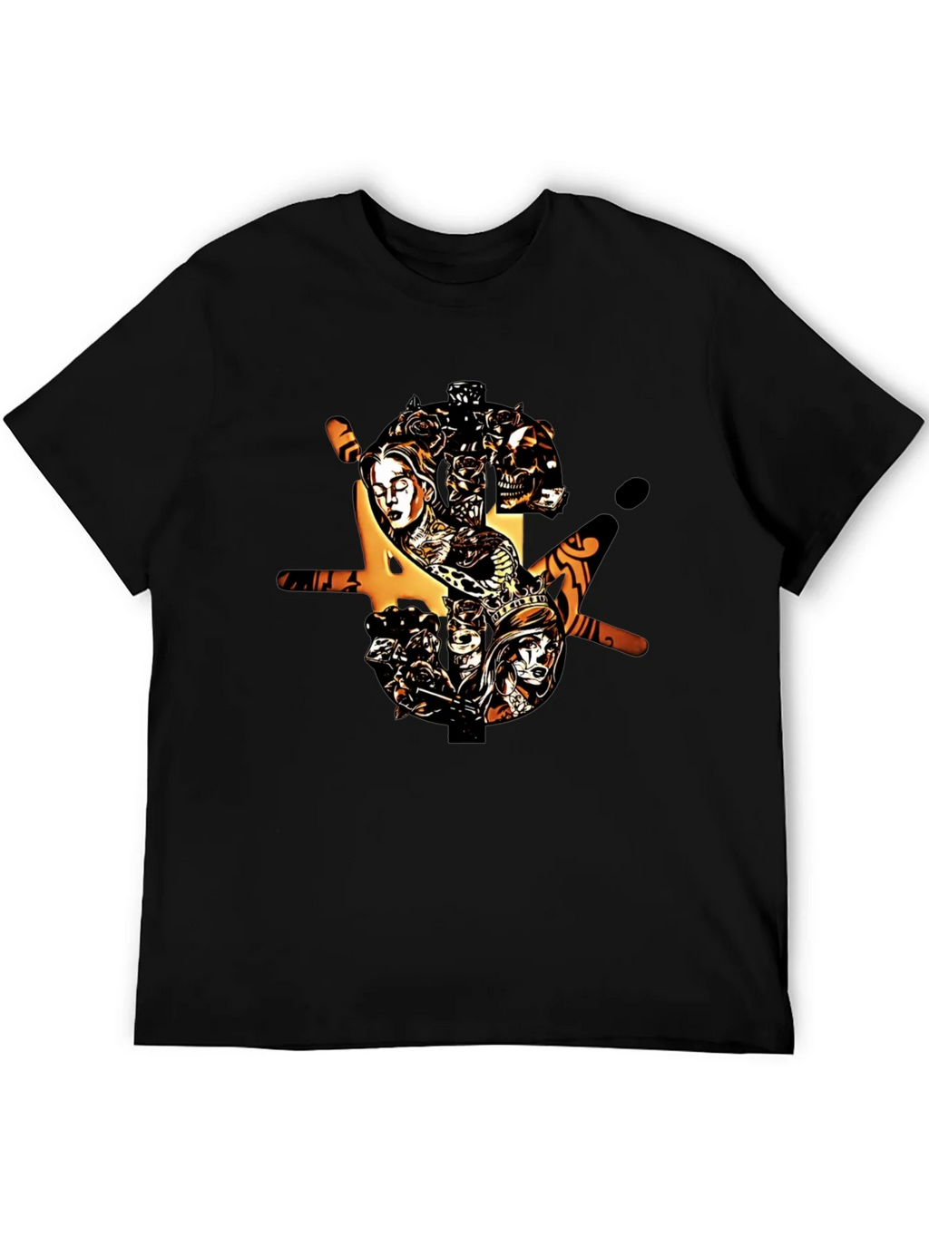 Edgy Graphic Print Black T-Shirt for Men