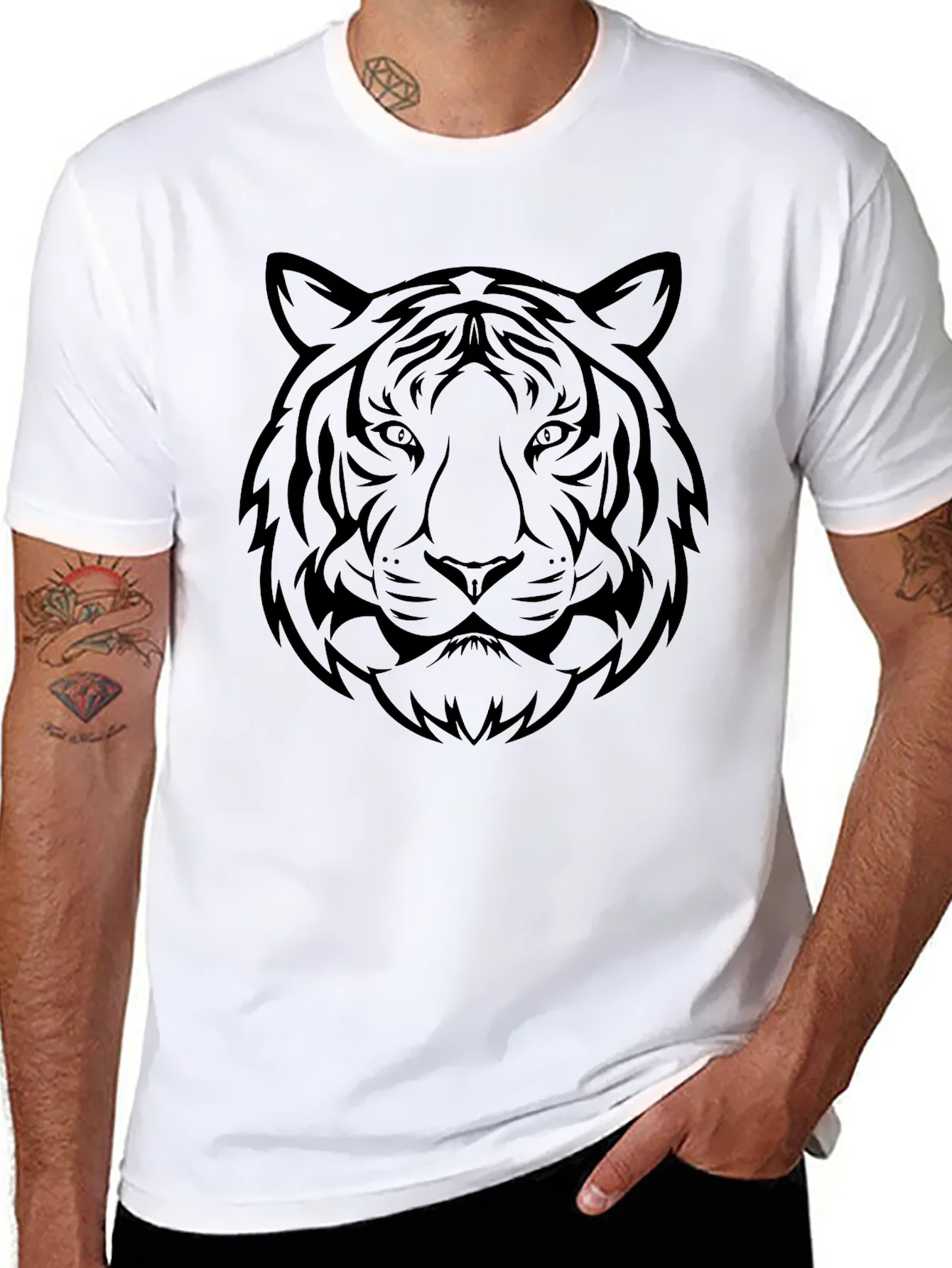 Black Tiger Graphic Print T-Shirt