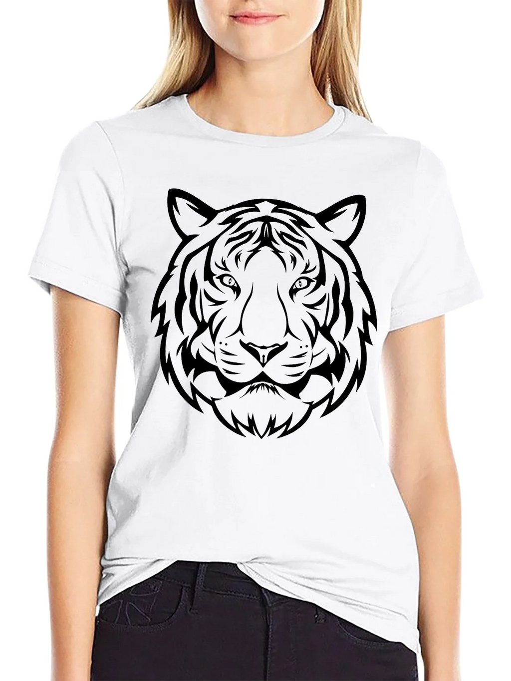 Black Tiger Graphic Print T-Shirt