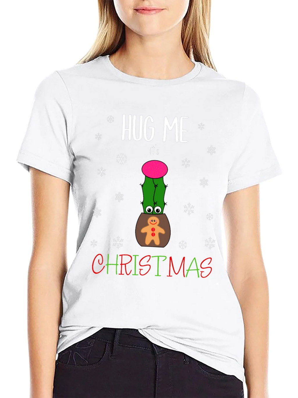 Hug Me Christmas Cactus Graphic T-Shirt
