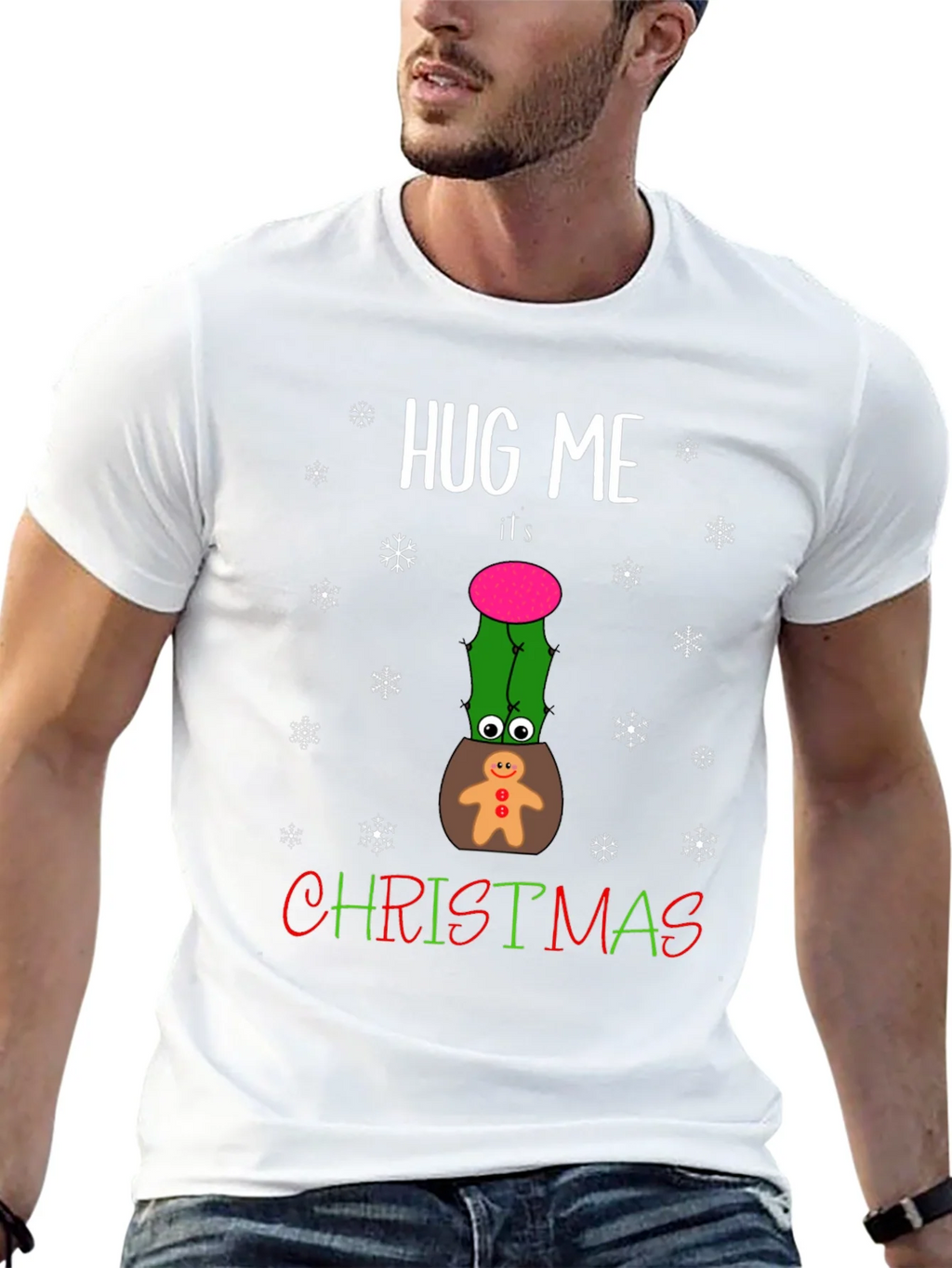 Hug Me Christmas Cactus Graphic T-Shirt