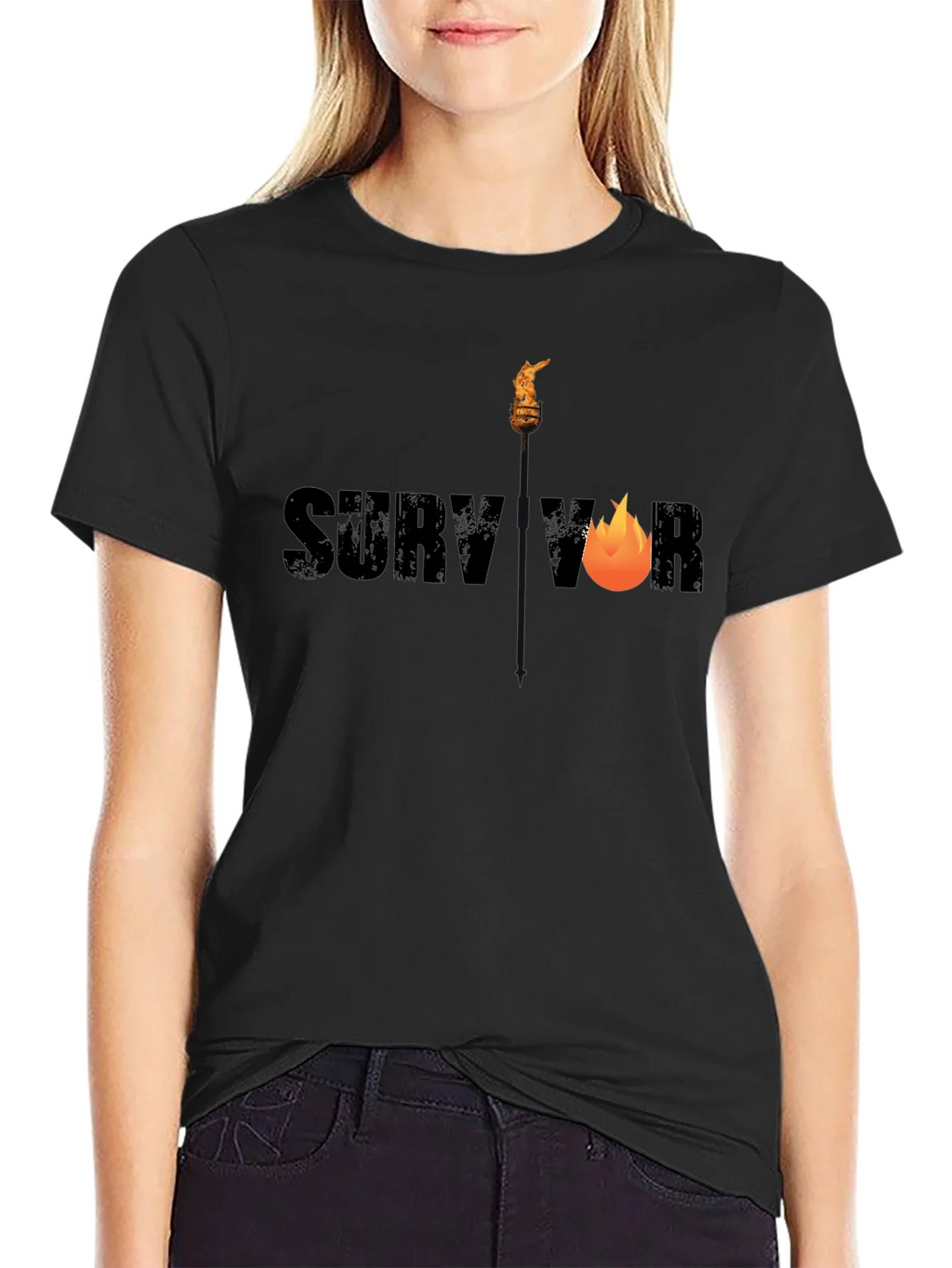 Survivor Graphic Tee - Black Cotton T-Shirt