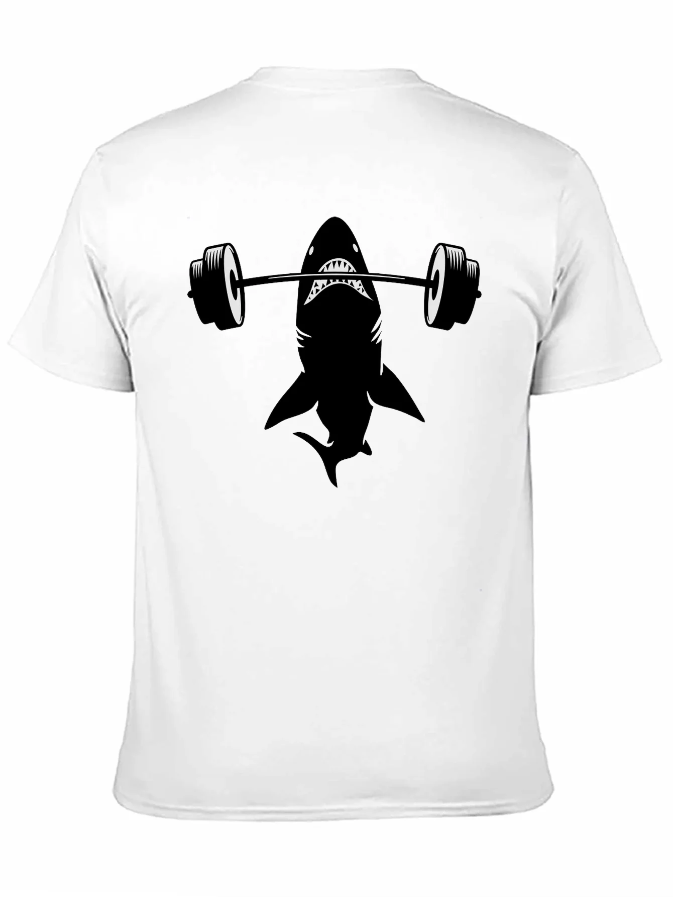 Weightlifting Shark Graphic Tee - Black Cotton T-Shirt