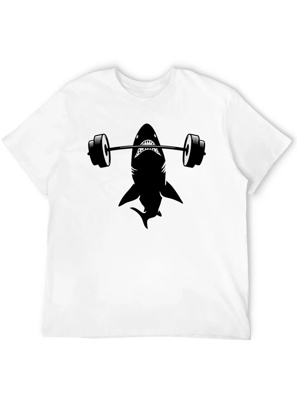Weightlifting Shark Graphic Tee - Black Cotton T-Shirt