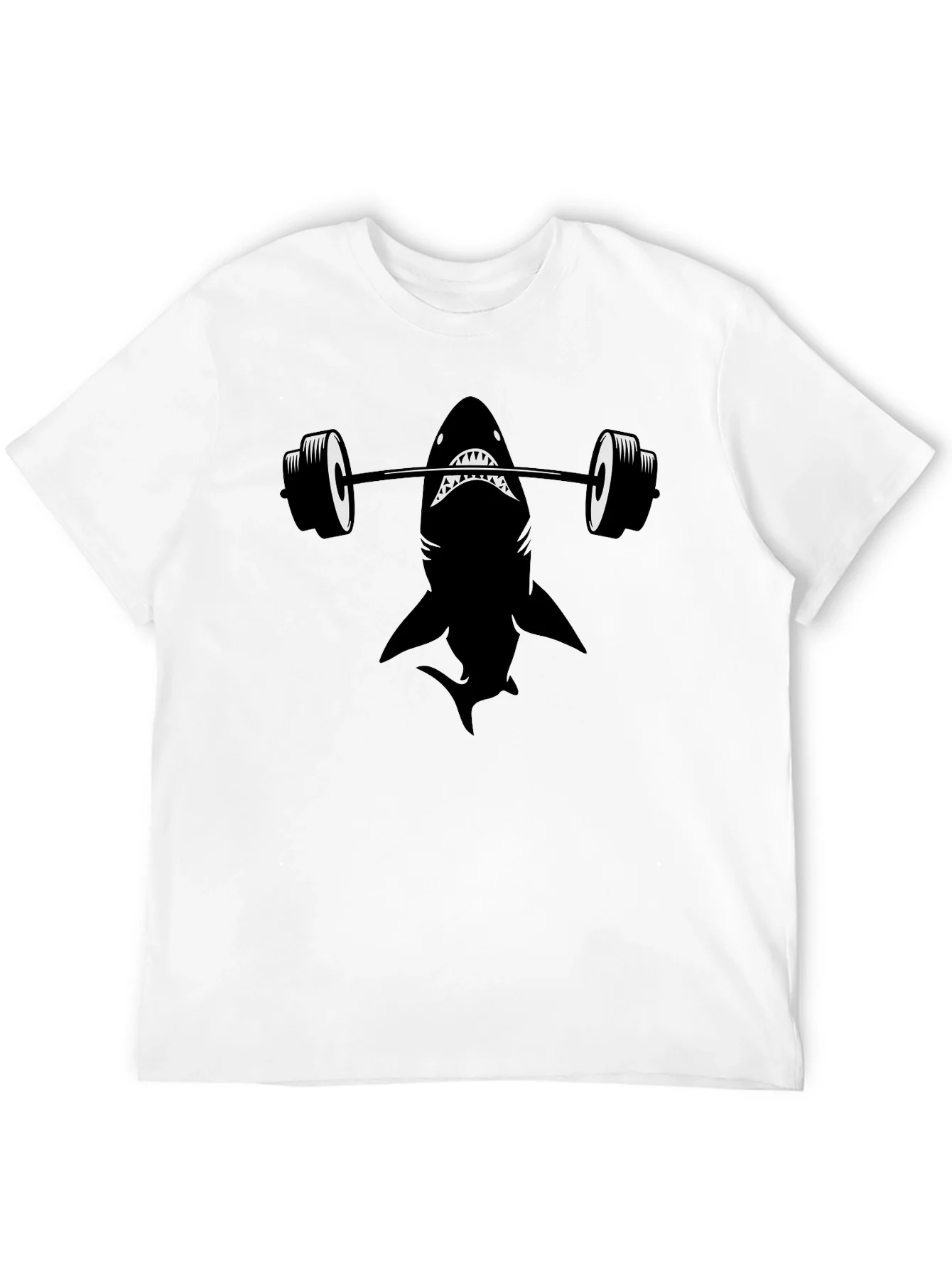 Weightlifting Shark Graphic Tee - Black Cotton T-Shirt