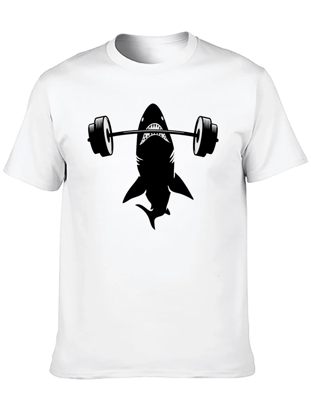 Weightlifting Shark Graphic Tee - Black Cotton T-Shirt